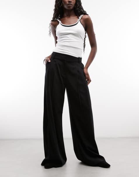 Weekday - pantalones de pernera ancha plisados en negro - view 1