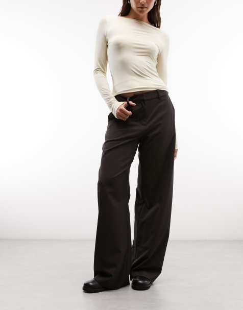 Weekday pantalones de sastre de pernera ancha en marrón oscuro jaspeado - view 1