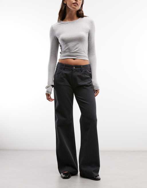 Weekday - pantalones ligeramente acampanados a rayas negras, 3 de 5