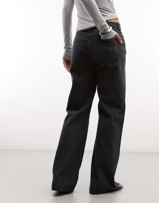 Weekday - pantalones ligeramente acampanados a rayas negras, 5 de 5