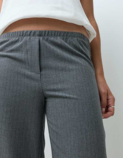 Weekday pantalones sin cierre de raya diplomática gris oscuro, 4 de 5