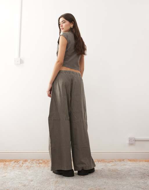 Weekday - Pantaloni a palloncino extra larghi grigio slavato in coordinato, 5 di 5