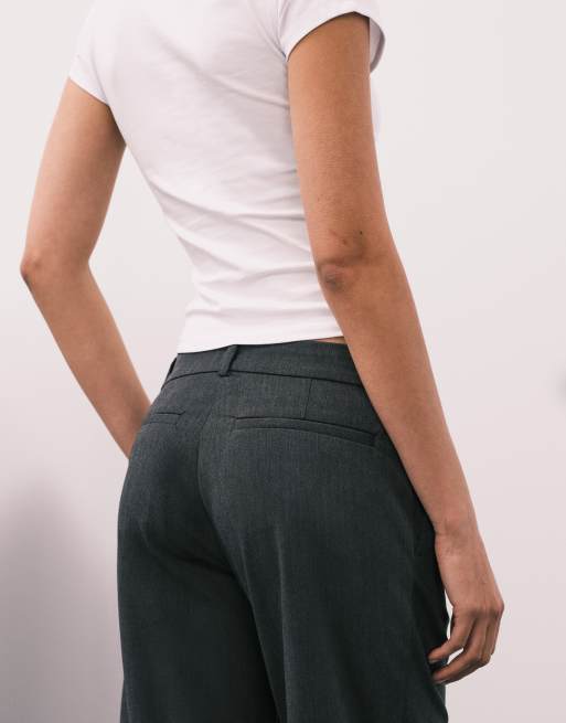 Weekday - Pantaloni a pieghe con fondo ampio grigio scuro mélange, 5 di 5