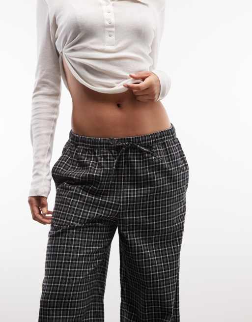 Weekday pantaloni del pigiama in flanella a quadri neri, 2 di 5