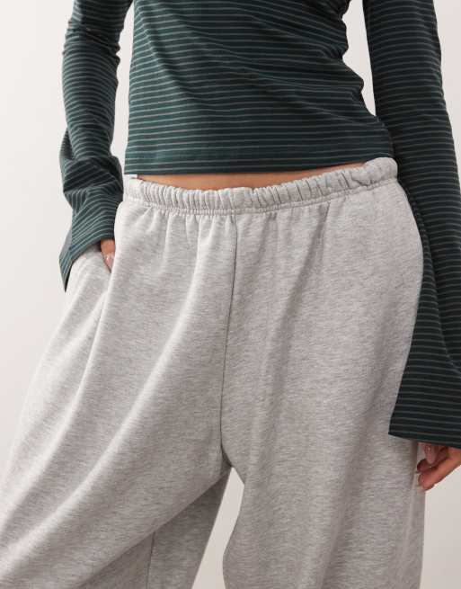 Weekday - Pantaloni felpati oversize in jersey pesante grigio mélange, 2 di 5