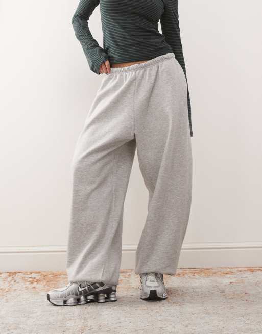 Weekday - Pantaloni felpati oversize in jersey pesante grigio mélange, 5 di 5