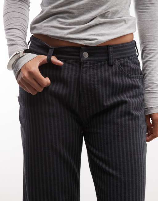 Weekday pantaloni leggermente svasati a righe nere, 4 di 5