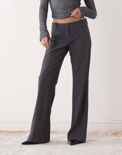 Weekday - Pantaloni sartoriali a fondo ampio color grigio scuro mélange, 1 di 5