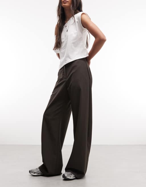 Weekday - Pantaloni sartoriali a fondo ampio marrone mélange, 2 di 5