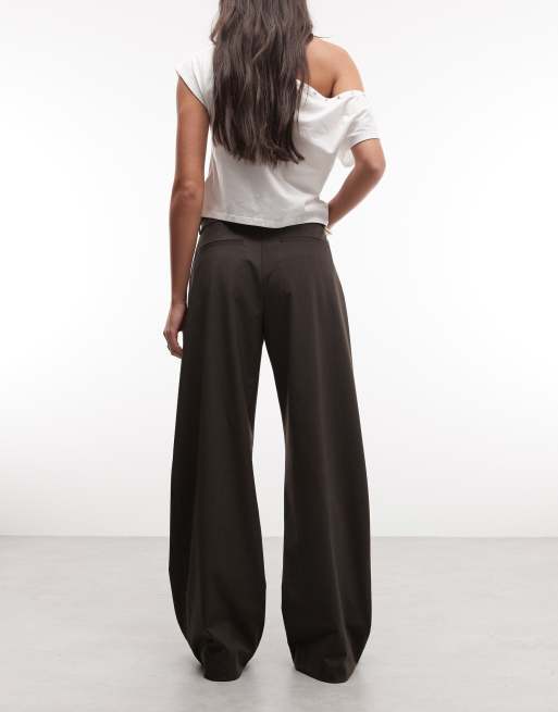 Weekday - Pantaloni sartoriali a fondo ampio marrone mélange, 5 di 5