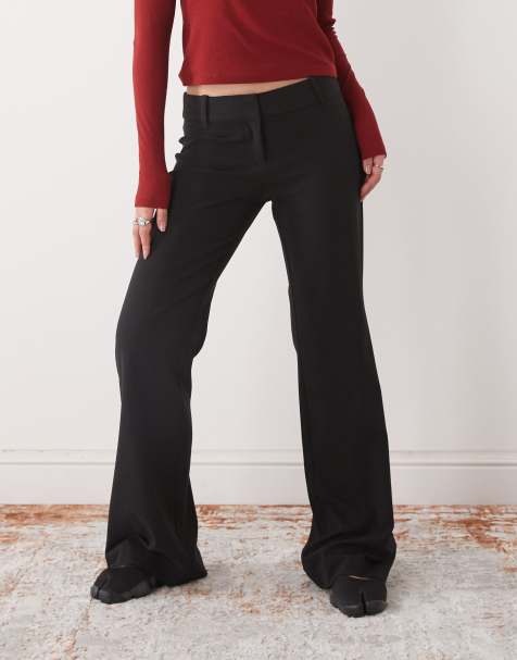Weekday - Pantaloni sartoriali neri a zampa a vita bassa - view 1