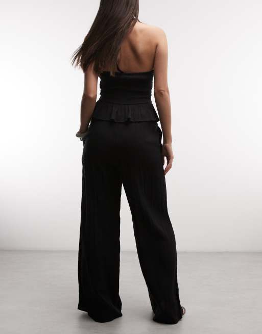 Weekday - Pantaloni stropicciati a fondo ampio neri, 5 di 5
