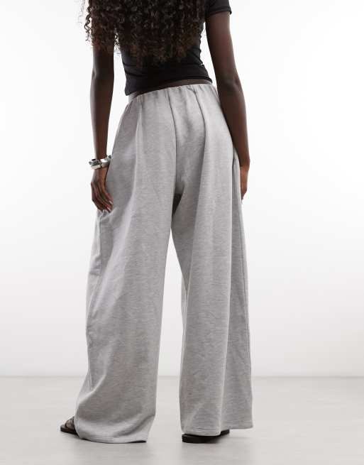 Weekday pantaloni wide leg balloon fit con pieghe in grigio mélange, 4 di 5