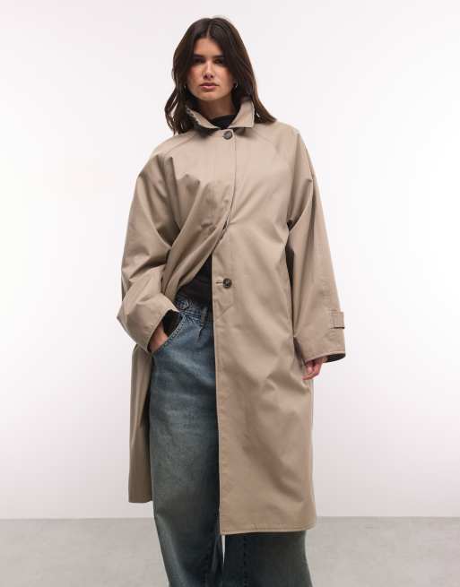 Weekday płaszcz samochodowy w beżu z odwracalną podszewką w pepitkę, 2 z 4