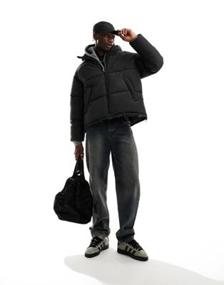Weekday Pat hooded puffer jacket in black - ASOS Price Checker