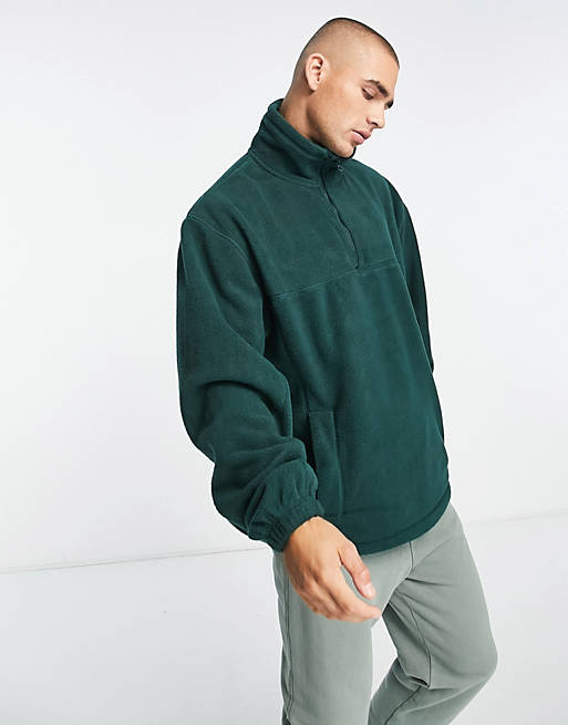 Weekday Patrik fleece sweatshirt in dark green