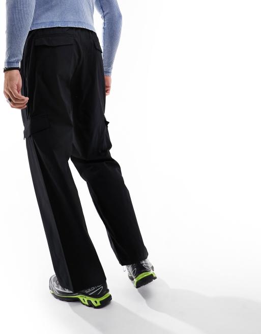 Weekday Paul loose fit cargo trousers in black