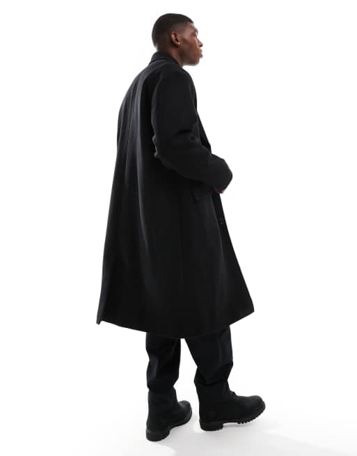 Weekday - Pavo - Cappotto lungo nero in misto lana, 3 di 4