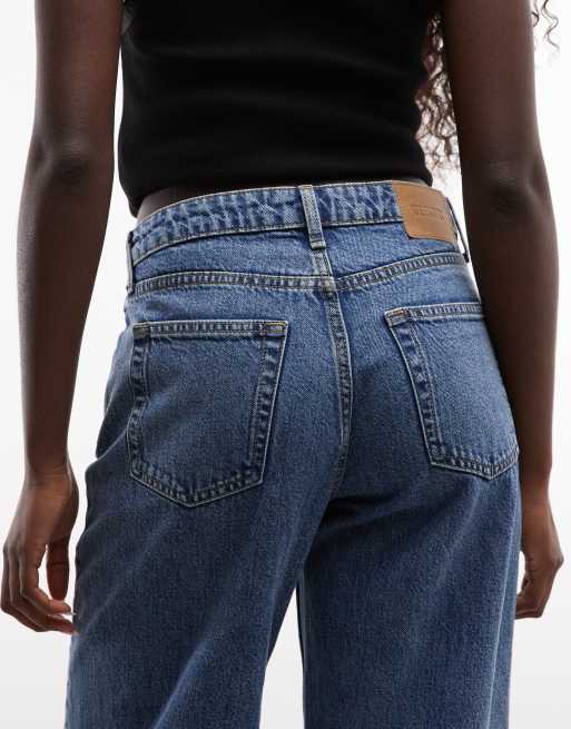 Weekday Paz jeans a gamba larga vita media blu, 4 di 5
