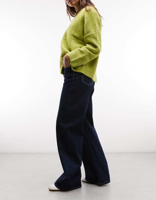 Weekday Paz jeans med mellemhøj talje og brede ben i blå vask, 2 af 5