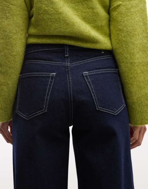 Weekday Paz jeans med mellemhøj talje og brede ben i blå vask, 4 af 5