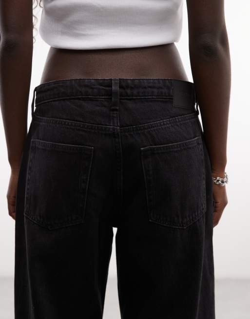 Weekday Paz jeans med mellemhøj talje og brede ben i sort, 5 af 5
