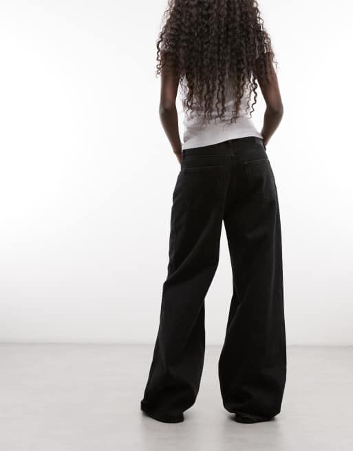 Weekday Paz mid waist wide leg jeans in black, 3 of 5