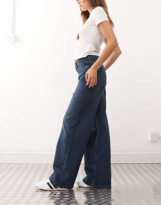 Weekday Paz Mid Waist Wide Leg Jeans In Blue
