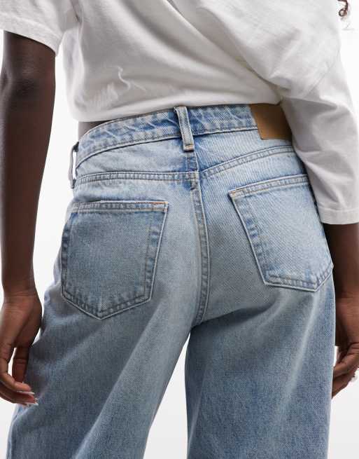 Weekday Paz mid waist wide leg jeans in blue wash, 4 of 5
