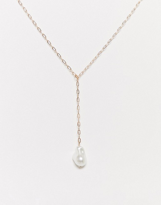 Weekday pearl drop back necklace in gold