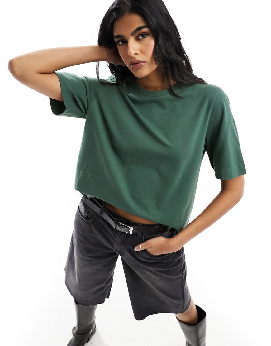 Weekday Perfect boxy fit t-shirt in dark green