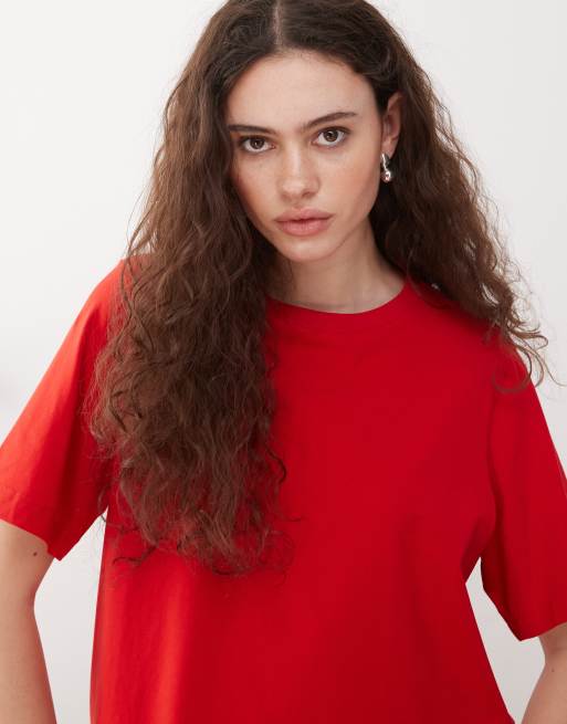 Weekday Perfect boxy fit t-shirt in red