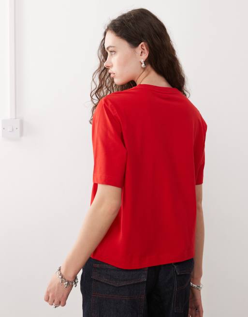 Weekday Perfect boxy fit t-shirt in red
