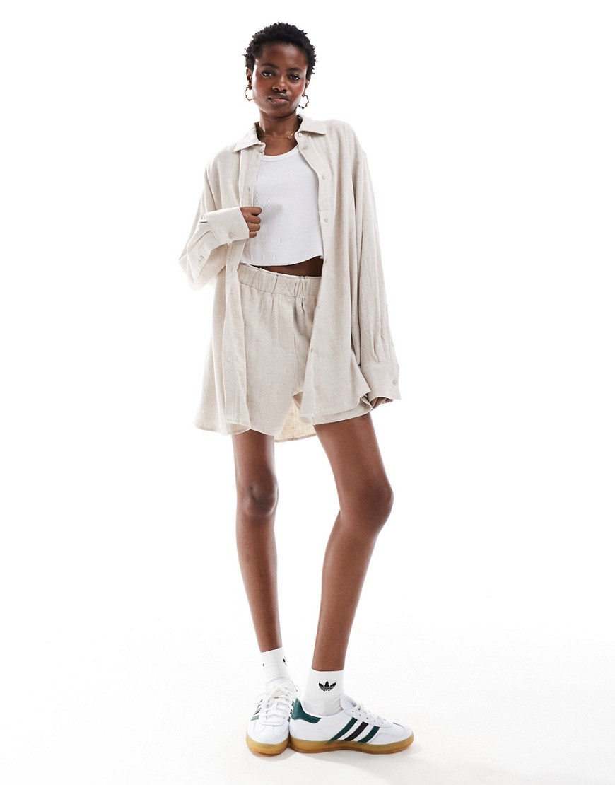 Weekday Perfect co-ord linen mix shirt in off-white