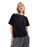 [Weekday] Weekday Perfect cotton relaxed t-shirt in black XS Black