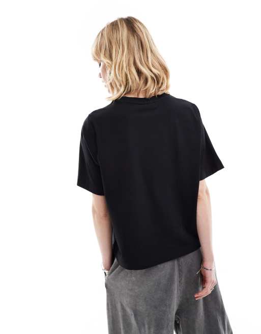 Weekday Perfect cotton relaxed t-shirt in black