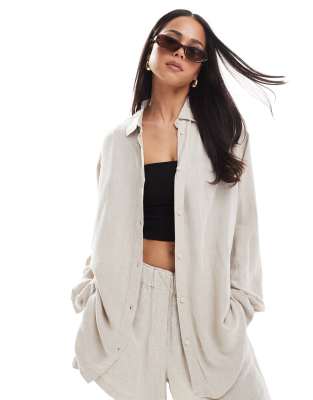 Shop Weekday Perfect Linen Mix Shirt In Off-white - Part Of A Set