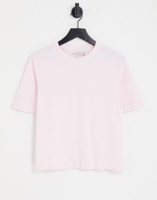 Weekday Perfect cotton relaxed t-shirt in pink - LILAC
