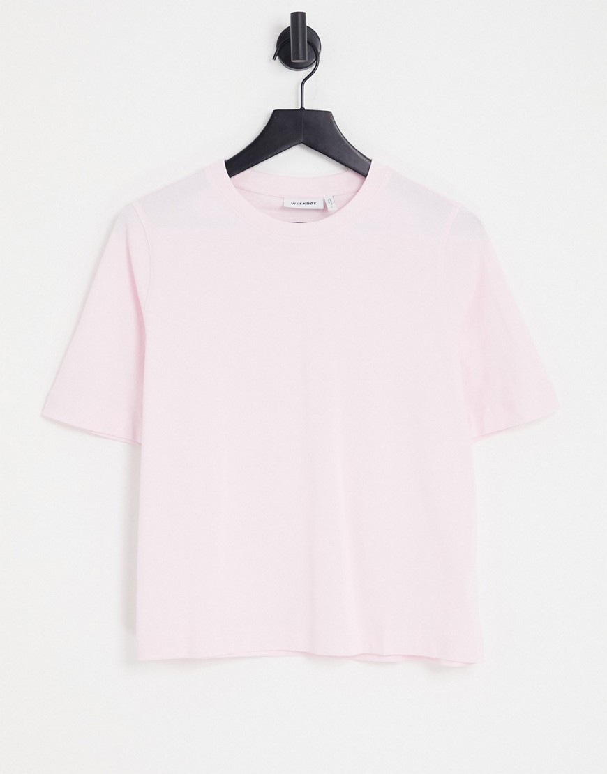 Weekday Perfect organic cotton relaxed t-shirt in pink-Purple