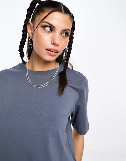 Weekday - Perfect - Ruimvallend T-shirt in vaalblauw