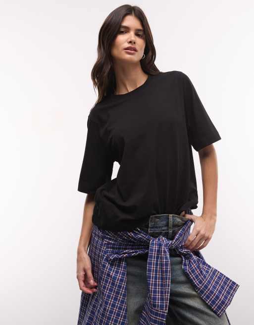 Weekday - Perfect - Ruimvallend T-shirt van katoen in zwart, 2 van 4