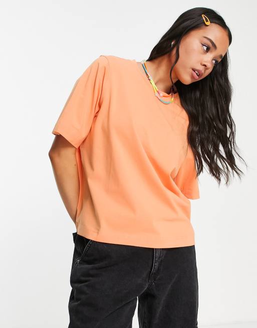 Weekday - Perfect - T-shirt comoda in cotone arancione - ORANGE