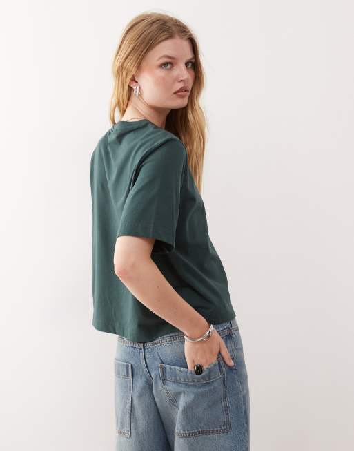 Weekday – Perfect – Zielononiebieski T-shirt o pudełkowym kroju, 4 z 4