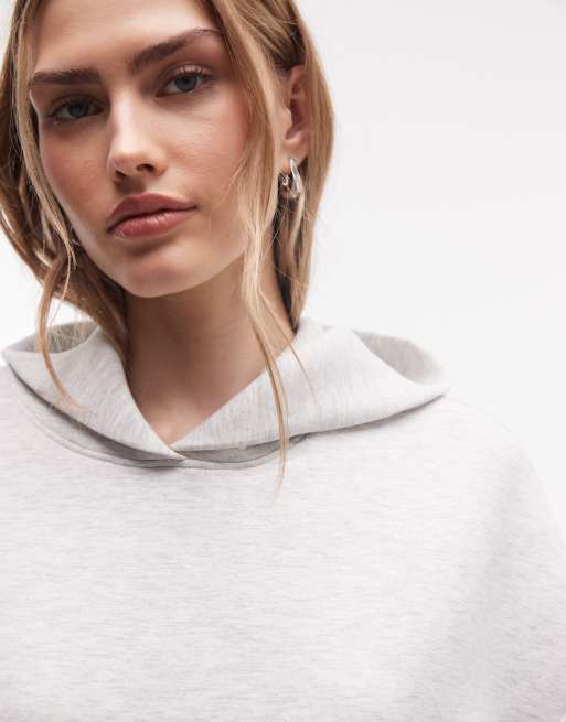 Weekday - Petra - Felpa con cappuccio oversize in tessuto stile scuba grigio chiaro mélange, 2 di 4