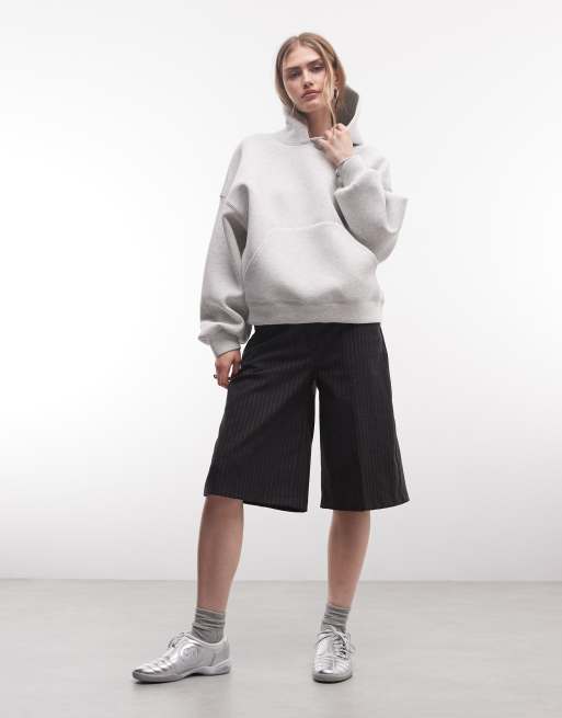 Weekday - Petra - Felpa con cappuccio oversize in tessuto stile scuba grigio chiaro mélange, 3 di 4