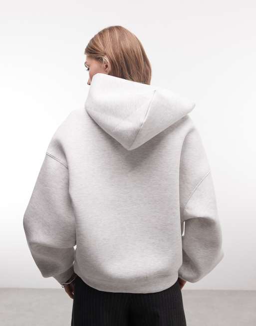 Weekday - Petra - Felpa con cappuccio oversize in tessuto stile scuba grigio chiaro mélange, 4 di 4