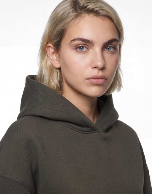 Weekday - Petra - Mørkegrøn oversized hættetrøje i scubalignende materiale, 3 af 4