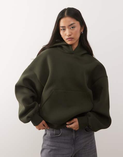 Weekday - Petra - Sweat à capuche oversize façon néoprène - Gris clair chiné - view 1