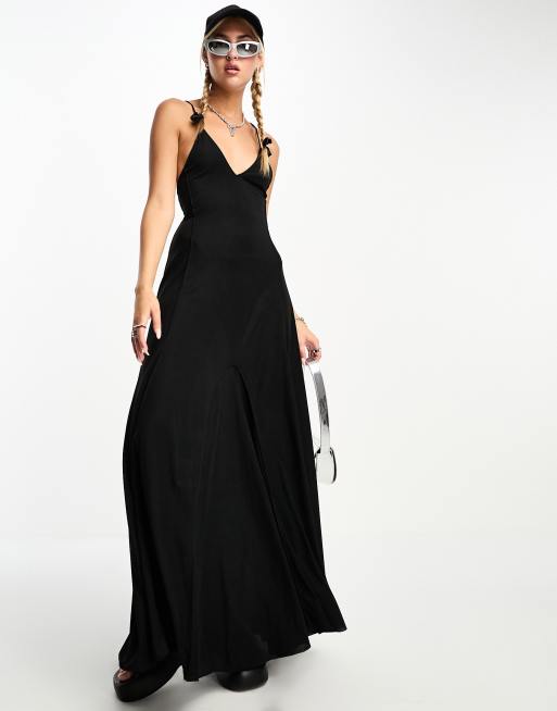 Weekday – Peyton – leicht durchscheinendes Midikleid in Schwarz 