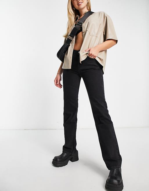 Weekday Pin mid rise straight leg jean in black | ASOS Weekday Pin mid rise straight leg jean in black | ASOS